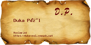 Duka Pál névjegykártya
